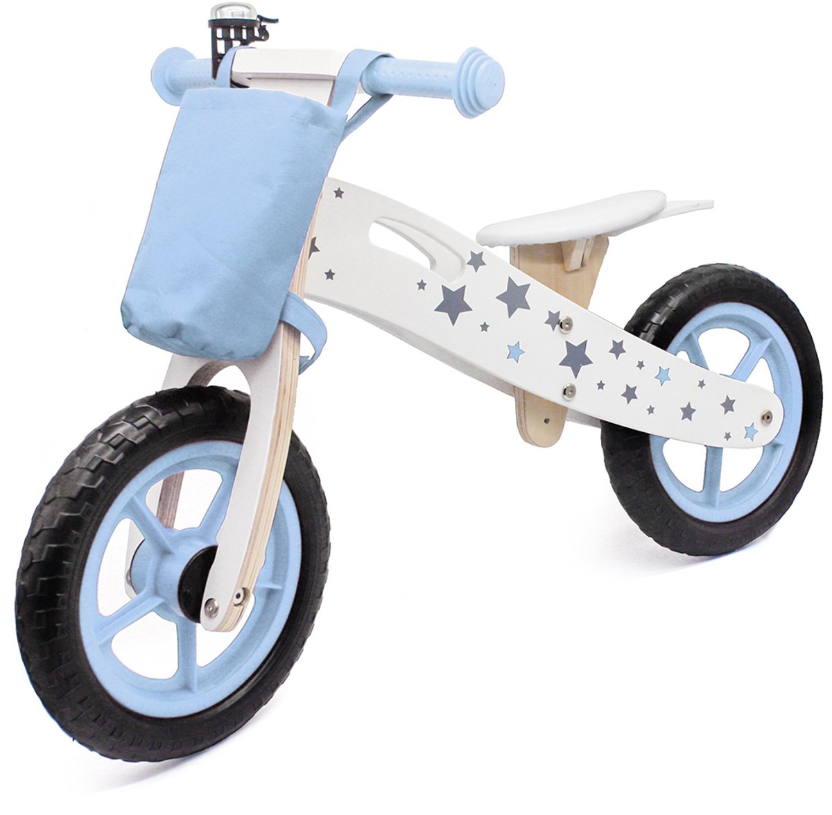Houten Loopfiets - Balance Bike met Verstelbaar Zadel - Mini Loopfietsje van Hout - Loopscooter voor Jongens en Meisjes van 1 & 2 Jaar - Blauw (8721249615665)