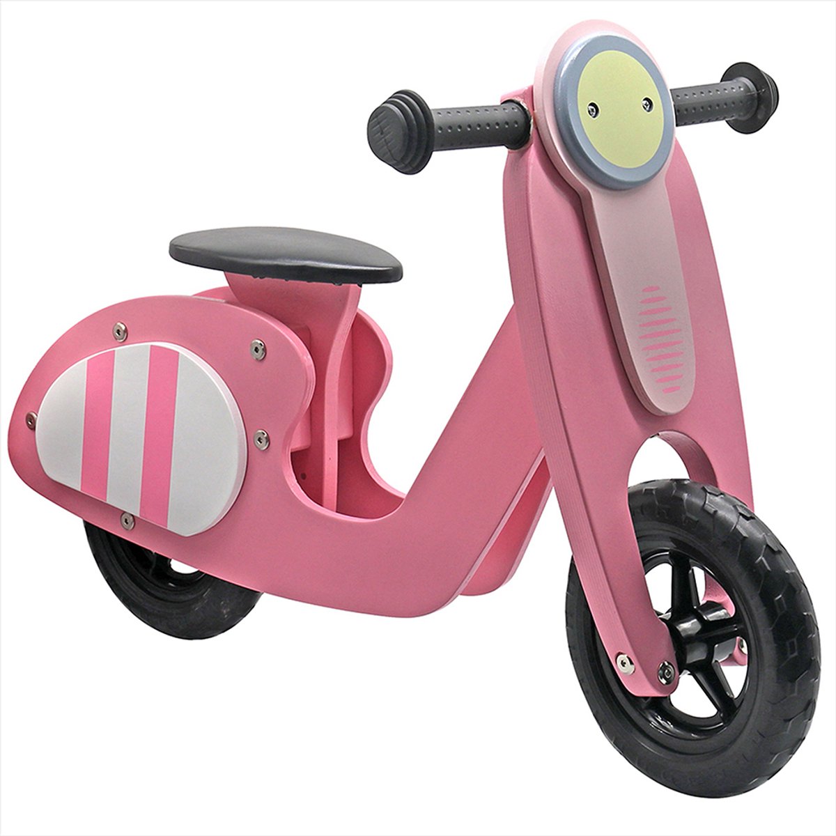 Houten Loopfiets - Balance Bike met Verstelbaar Zadel - Mini Loopfietsje van Hout - Loopscooter voor Jongens en Meisjes van 1 & 2 Jaar - Roze (8721249615610)