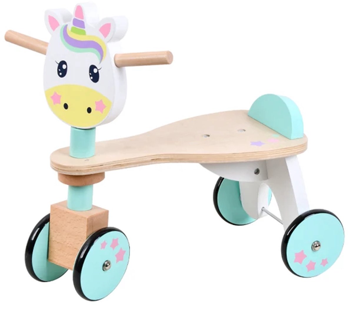 Houten Loopfiets - Unicorn - Vanaf 1,5 jaar tot 4 jaar - Vierwieler (6097034673694)