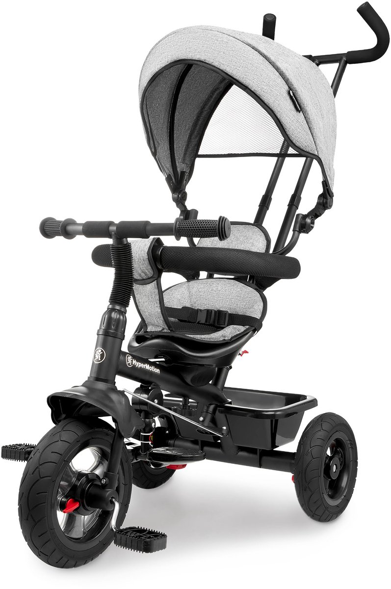 HyperMotion Kinderdriewieler van 1 Jaar, tot 20 kg, Kinderfietsen, 1-4 Jaar, Peuterfiets met Duwstuur, Baby Peuterfiets, Driewieler, Ouderhandvat, eerste Fiets, Grijs (5900168935716)
