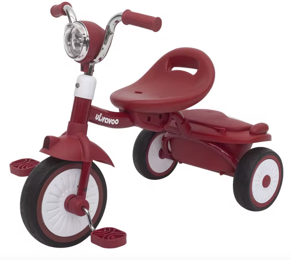 J&R Driewieler - Kinderfiets - Peuterfiets - PU wielen - Schokabsorptie - Opvouwbaar - Verstelbaar zadel - Met licht - Rood (8721246198727)