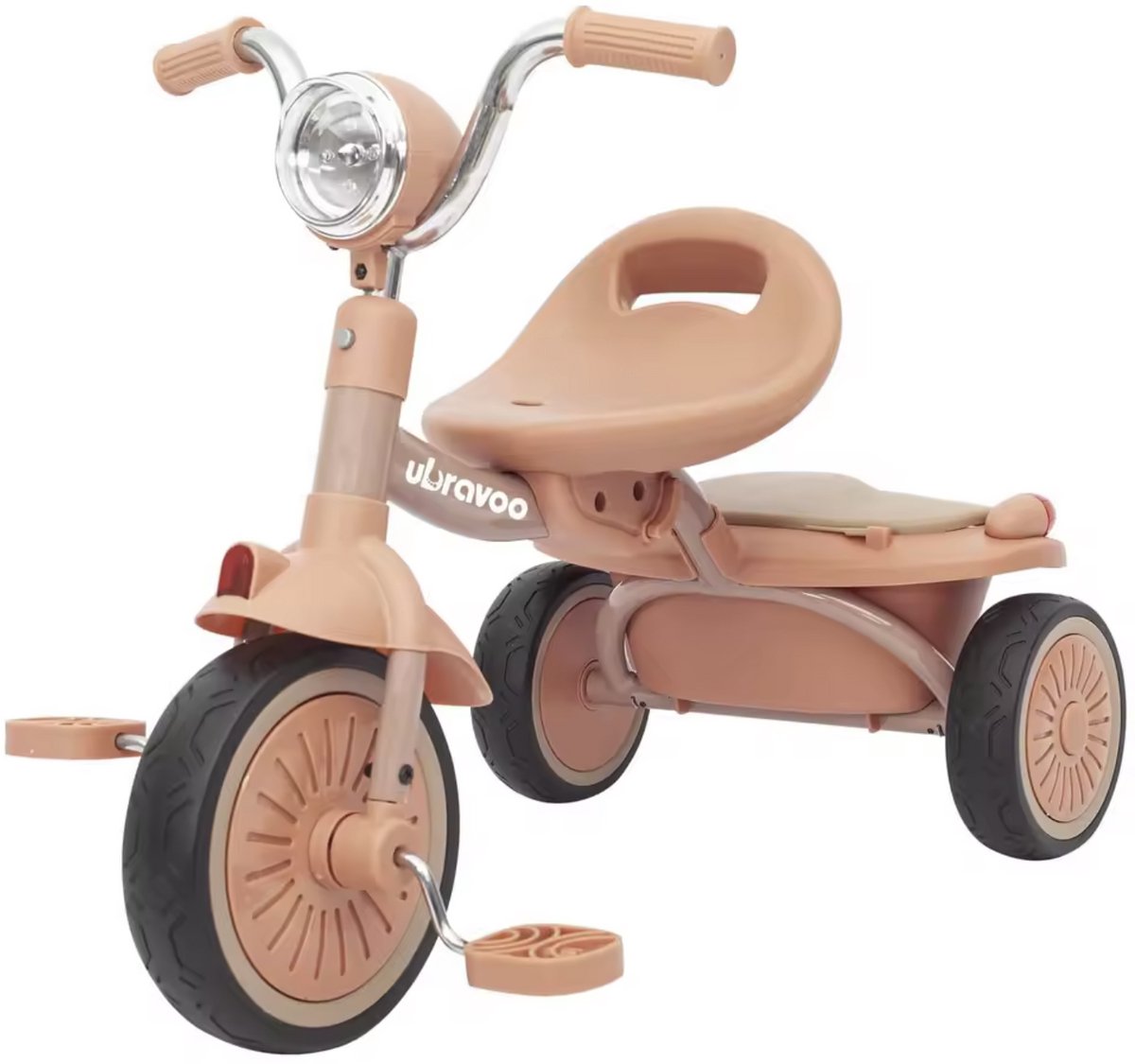 J&R Driewieler - Kinderfiets - Peuterfiets - PU wielen - Schokabsorptie - Opvouwbaar - Verstelbaar zadel - Met licht - Roze (8721246198710)