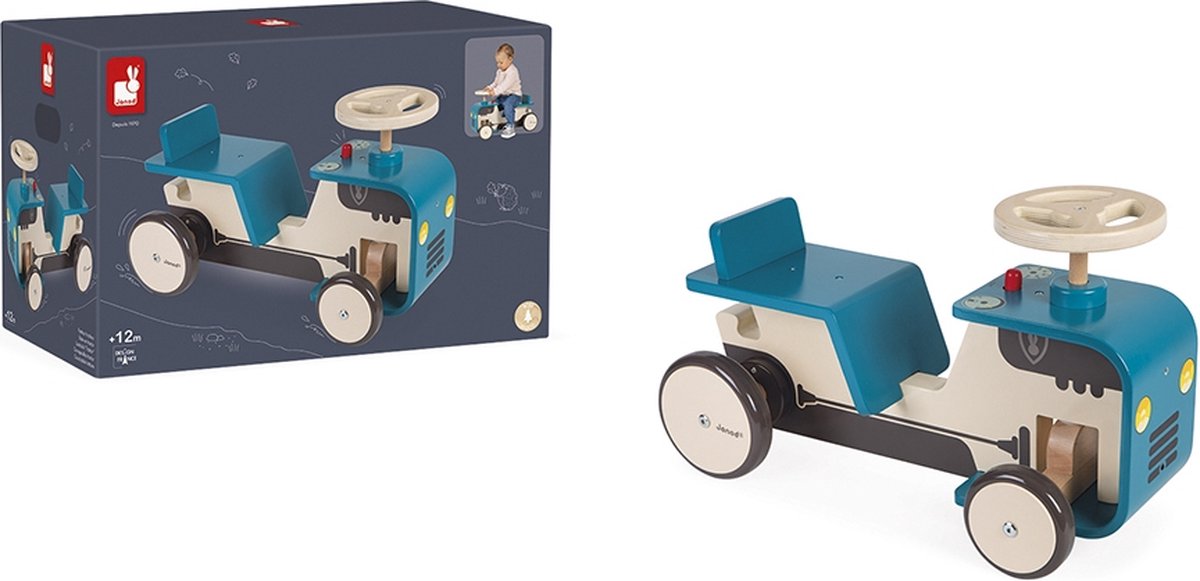 Janod - Houten Tractor Loopauto - Droomspeelgoed Voor Elke Boer In De Dop! - Geschikt Vanaf 12 Maanden (3700217380533)