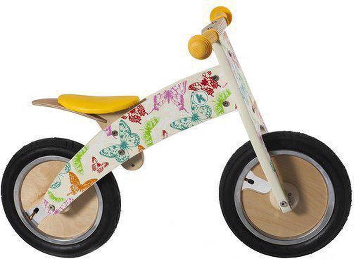 Kiddimoto Houten Loopfiets vlindermotief (5060262723845)