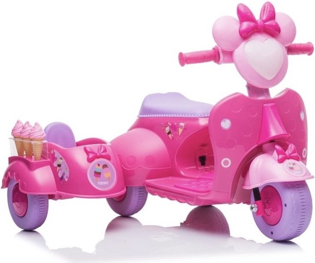Kinder scooter - roze - met zijspan - elektrisch - max. 30kg (8720602867543)