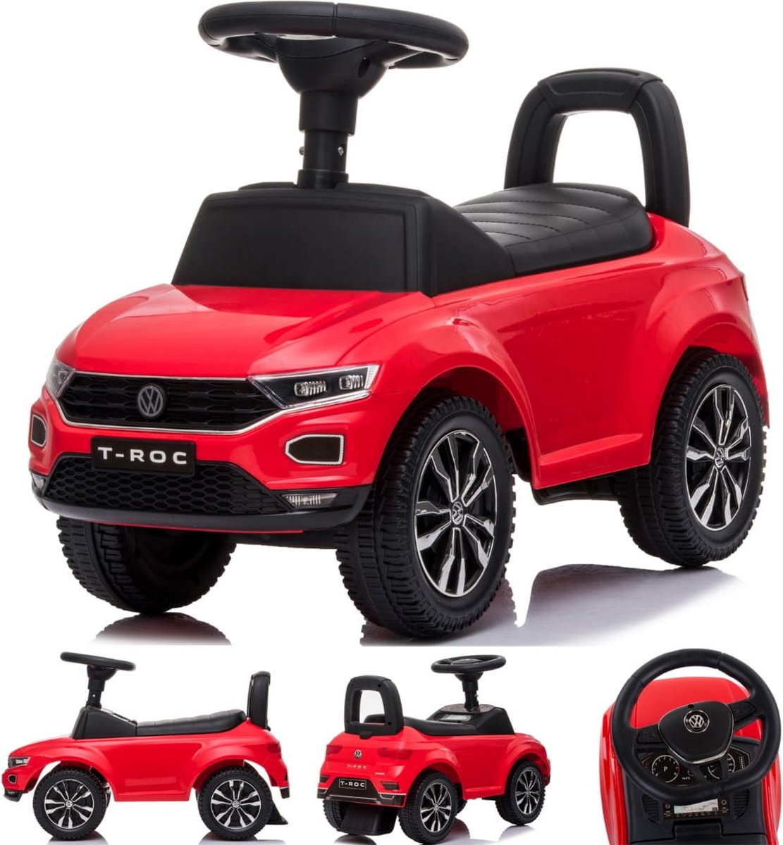 Kinderauto Volkswagen loopauto vanaf 1 jaar met claxon, verchroomde velgen, opbergvak onder de stoel (Rood) (5907478649982)