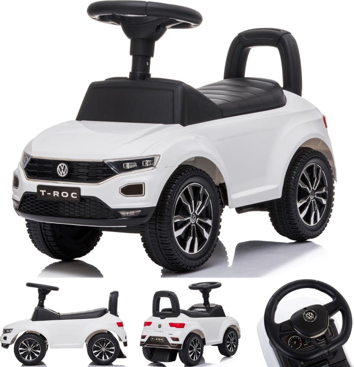 Kinderauto Volkswagen loopauto vanaf 1 jaar met claxon, verchroomde velgen, opbergvak onder de stoel (Wit) (5907478640002)