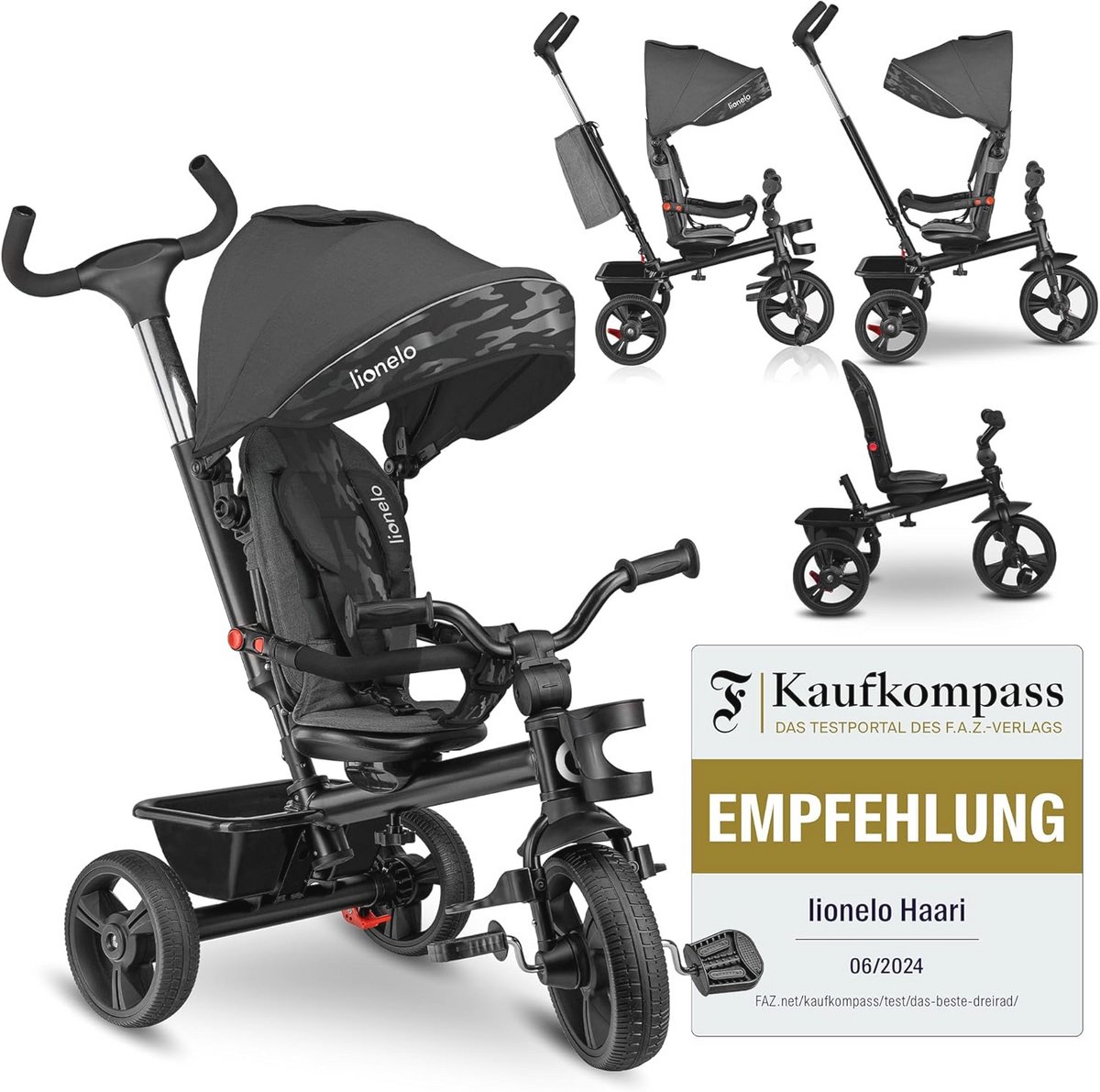 Kinderdriewieler 4-in-1 met Draaibare Zitting en Verstelbaar Oudergedeelte - Voor Kinderen van 1,5 tot 5 Jaar (6151810480460)