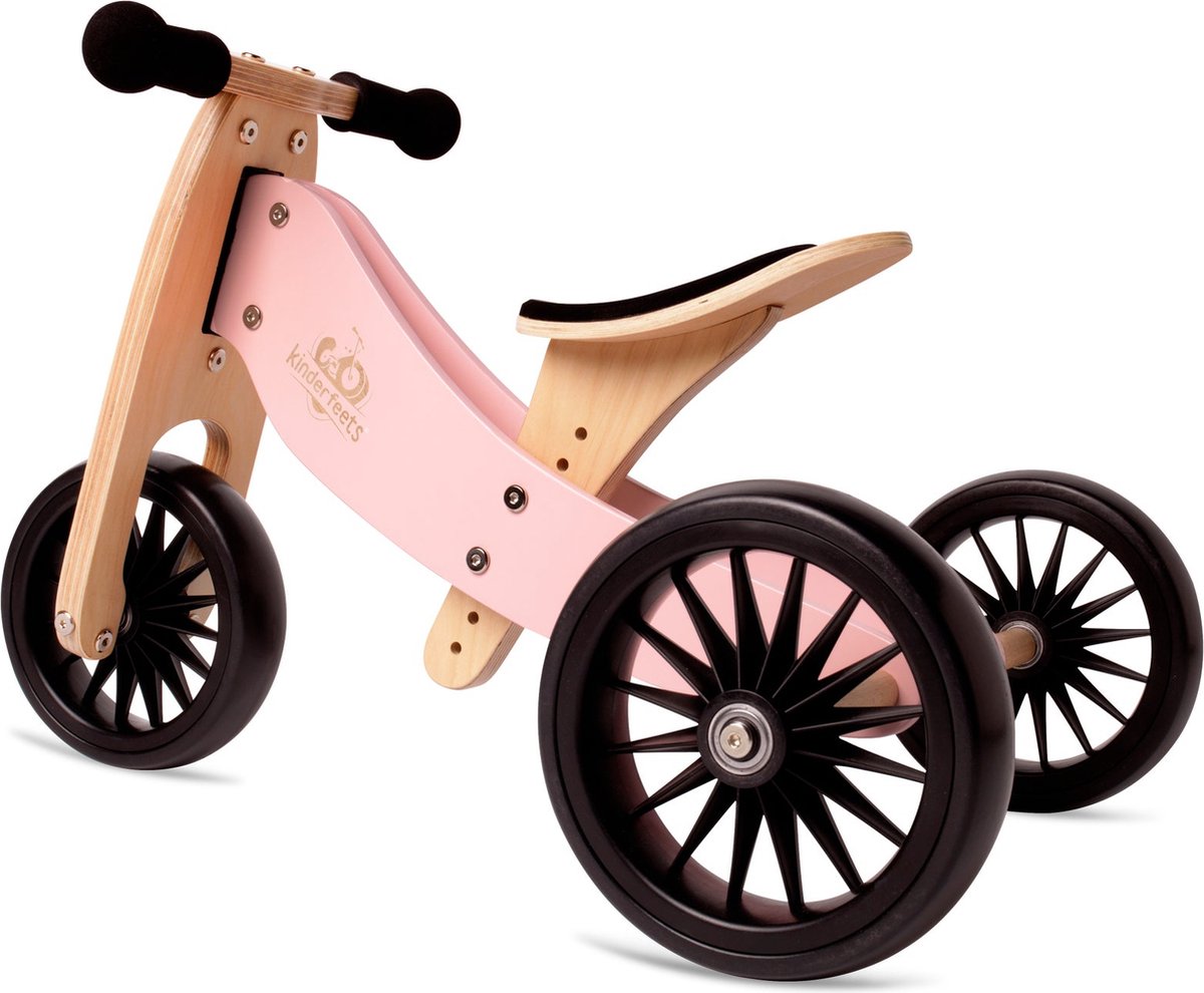 Kinderfeets 2-in-1 houten loopfiets & driewieler Tiny Tot Plus - Rose (0850007036034)
