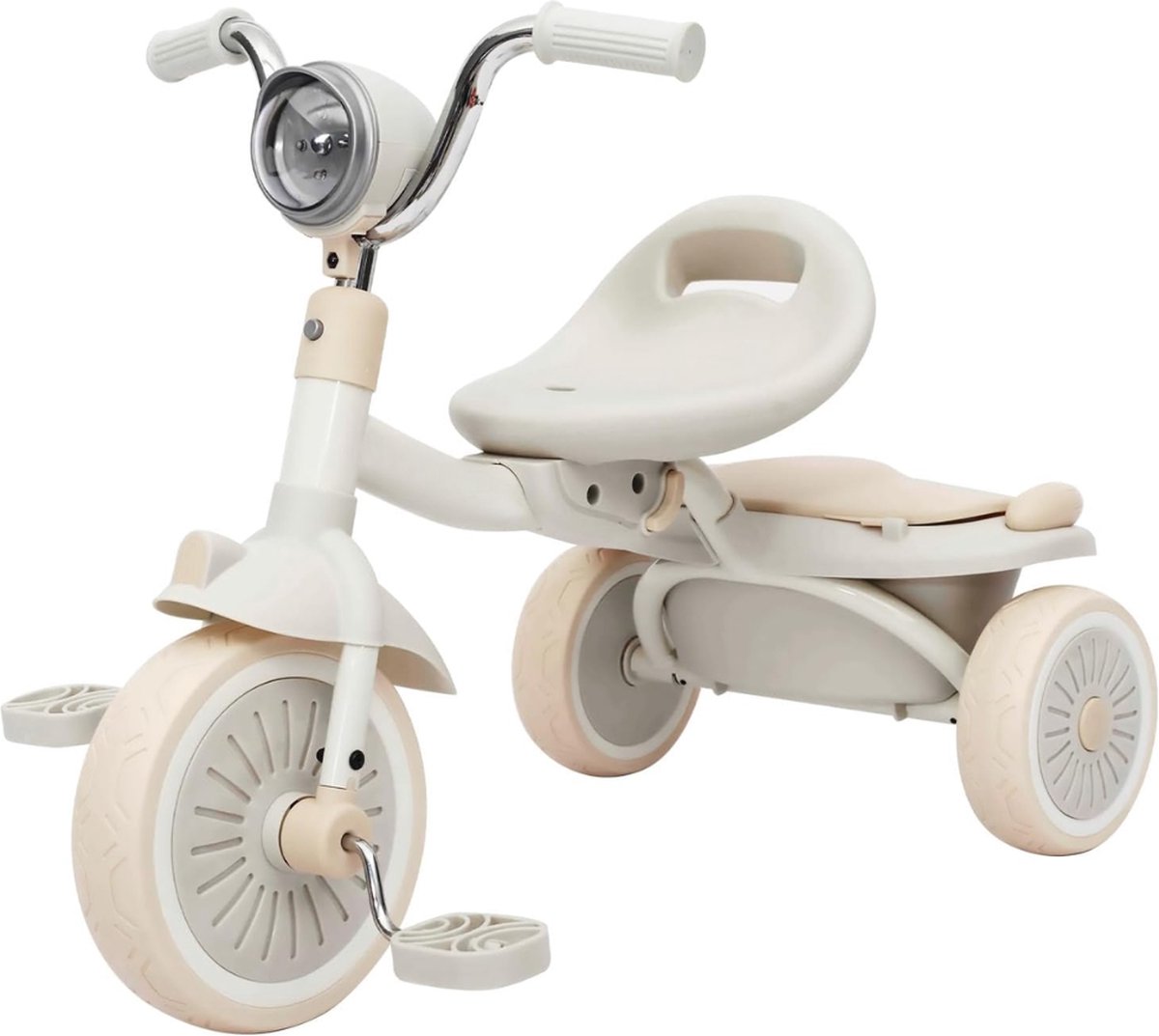 Kinderfiets - 3 Wielen - Verstelbaar Zitje - Inclusief Licht - Opberging - Opvouwbaar - 1-5 Jaar - Stille Wielen - Max 20kg - Beige (6152518938987)