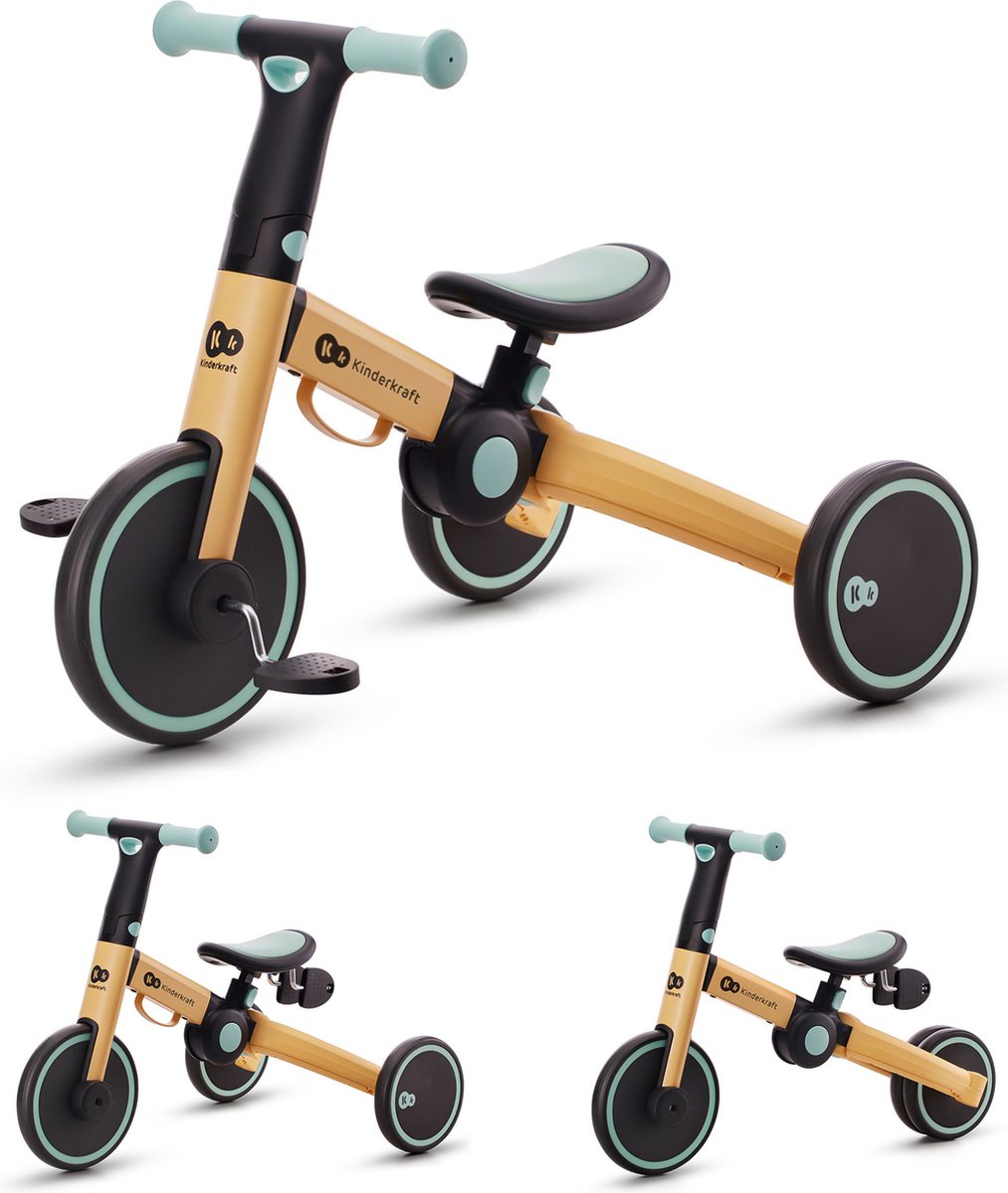 Kinderkraft 4TRIKE 3-in-1 Driewieler - Voor Kinderen vanaf 1 Jaar - Verstelbaar Zadel, EVA Wielen, Lichtgewicht en Opvouwbaar - Blauw (5902533922406)