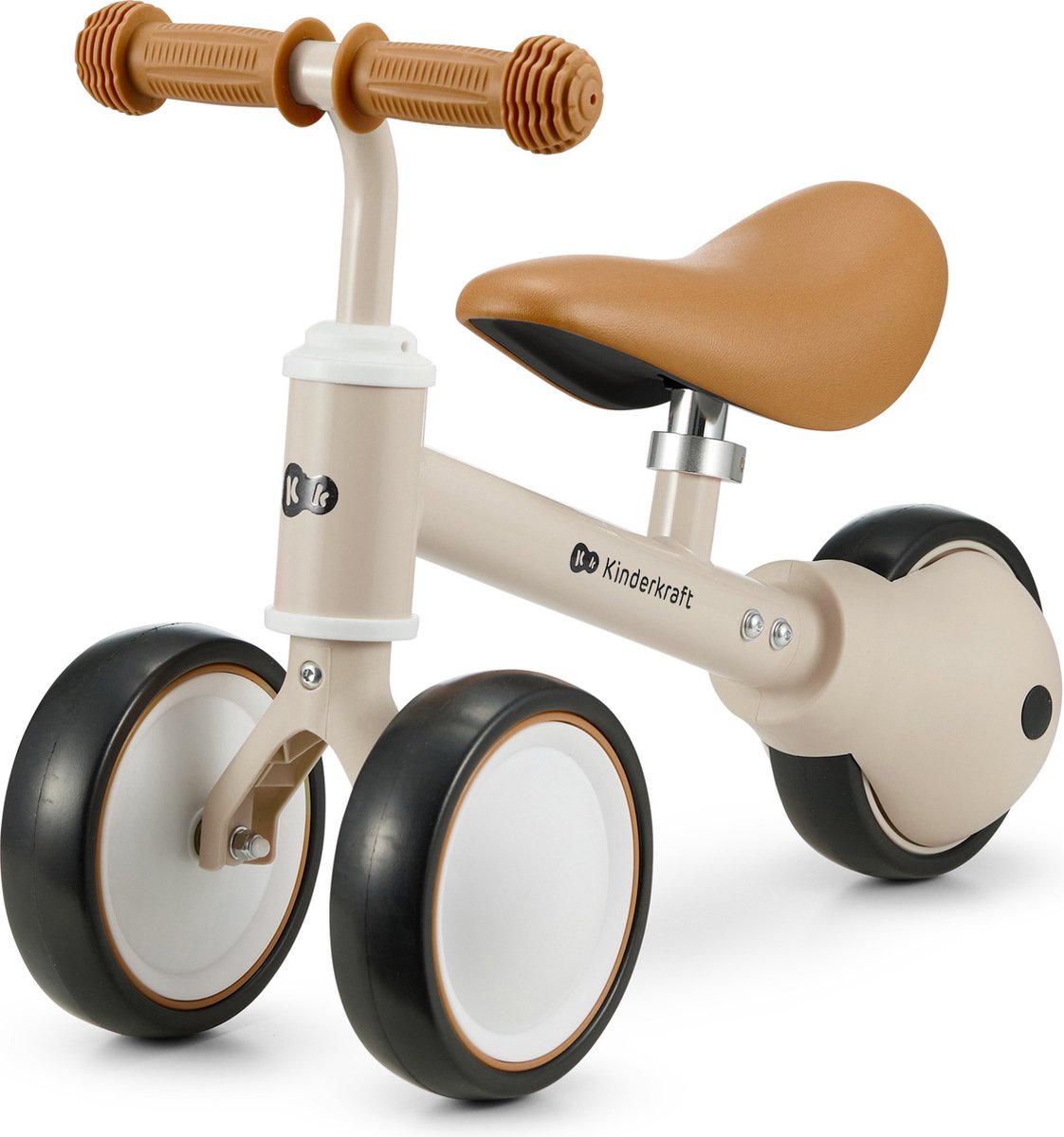 Kinderkraft CUTIE Driewieler Loopfiets - Vanaf 1 jaar - Lichtgewicht 1,8 kg - Verstelbaar Zadel - EVA Wielen - Antislip Handgrepen - Beige (5902533925384)