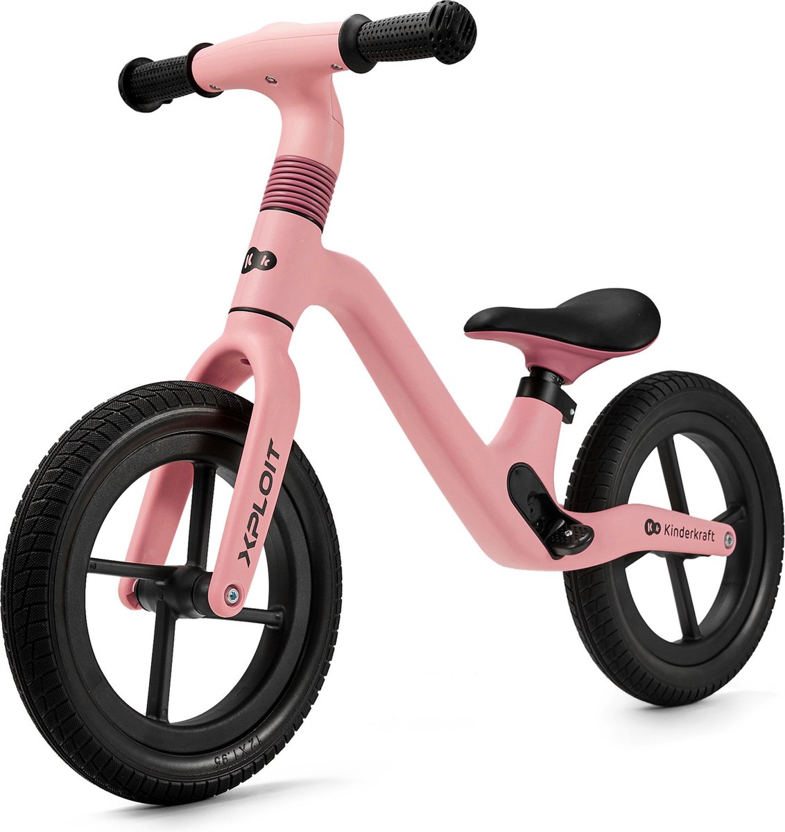 Kinderkraft XPLOIT Loopfiets - Voor Kinderen vanaf 80 cm - Verstelbaar Stuur en Zadel, PU Wielen en Magnetische Voetsteunen - Roze (5902533924998)