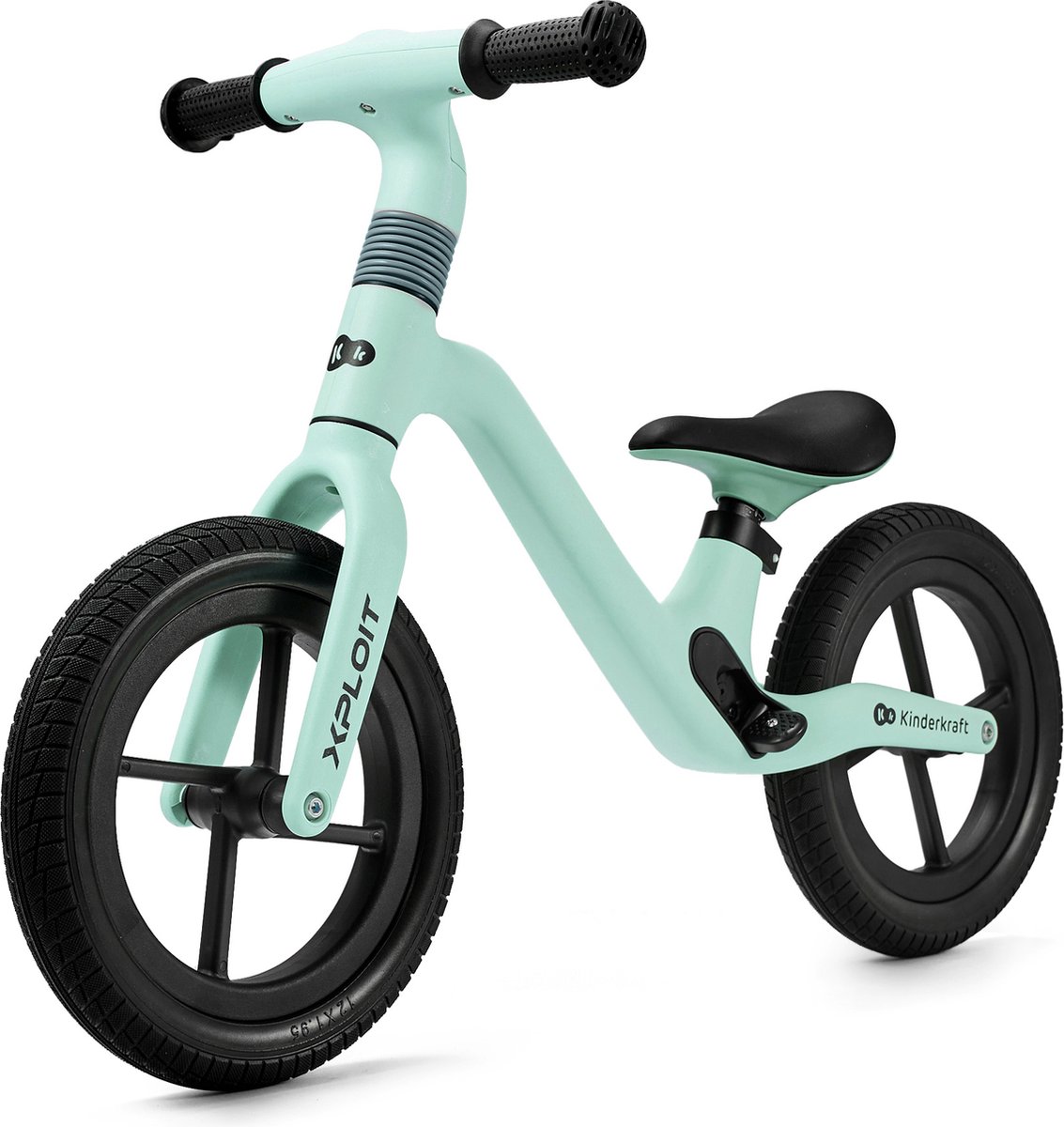 Kinderkraft XPLOIT Loopfiets - Voor Kinderen vanaf 80 cm - Verstelbaar Stuur en Zadel, PU Wielen en Magnetische Voetsteunen - Turkoois (5902533925001)