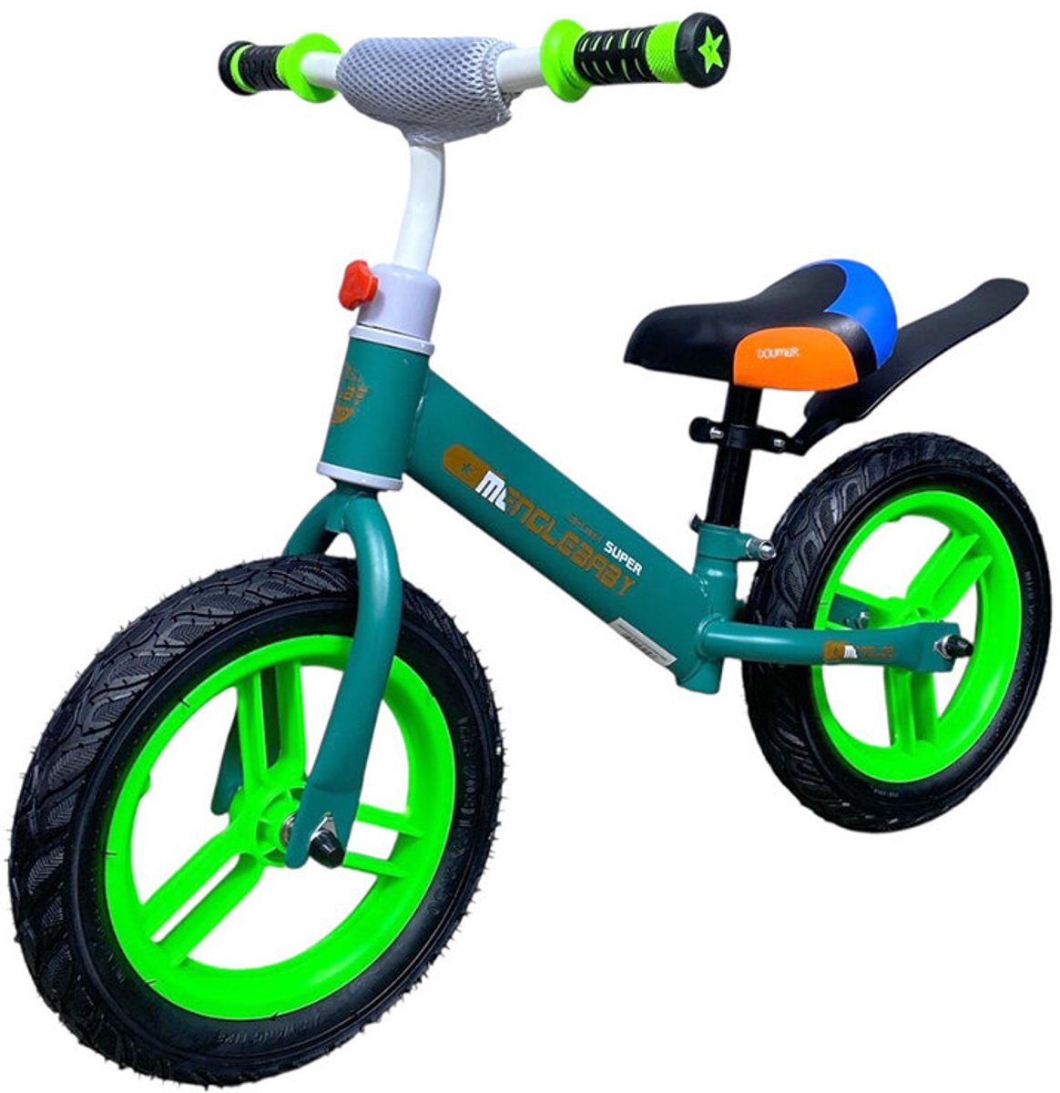Kinderloopfiets 80 cm - Groen - rubber banden - loopfiets vanaf 1 jaar (8785268355629)