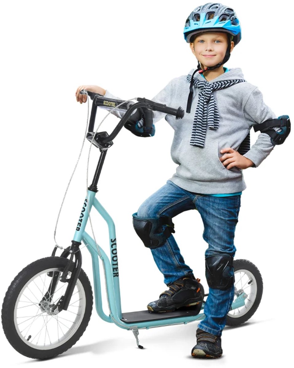 Kinderstep - Kinderstepjes met 16/12-inch Luchtbanden - Step - Stadsstep - Stuurhoogte: 88-94 cm - Speelgoed Jongens/Meisjes 5-12 jaar - Draagkracht tot 100 kg - Blauw (8721317510014)