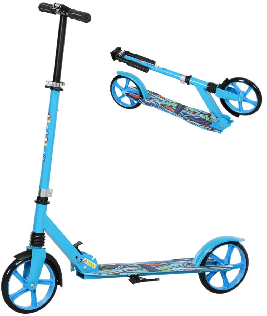 Kinderstep - Kinderstepjes met Achterwielrem en Schokdemping - Opvouwbaar Step - Stadsstep - Stuurhoogte: 88-103 cm - Speelgoed Jongens/Meisjes 6-12 jaar - Draagkracht tot 100 kg - Blauw (8721317510090)