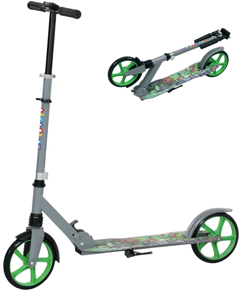 Kinderstep - Kinderstepjes met Achterwielrem en Schokdemping - Opvouwbaar Step - Stadsstep - Stuurhoogte: 88-103 cm - Speelgoed Jongens/Meisjes 6-12 jaar - Draagkracht tot 100 kg - Groen (8721317510106)