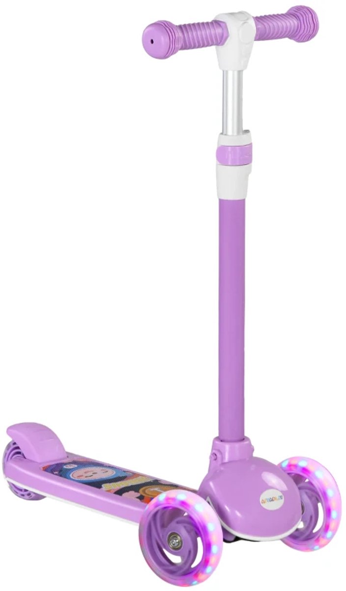 Kinderstep - Kinderstepjes met LED-wielen - Opvouwbaar Step - Stadsstep - Stuurhoogte: 63-76 cm - Speelgoed Jongens/Meisjes 2-6 jaar - Draagkracht tot 25 kg - Paars (8721317510113)