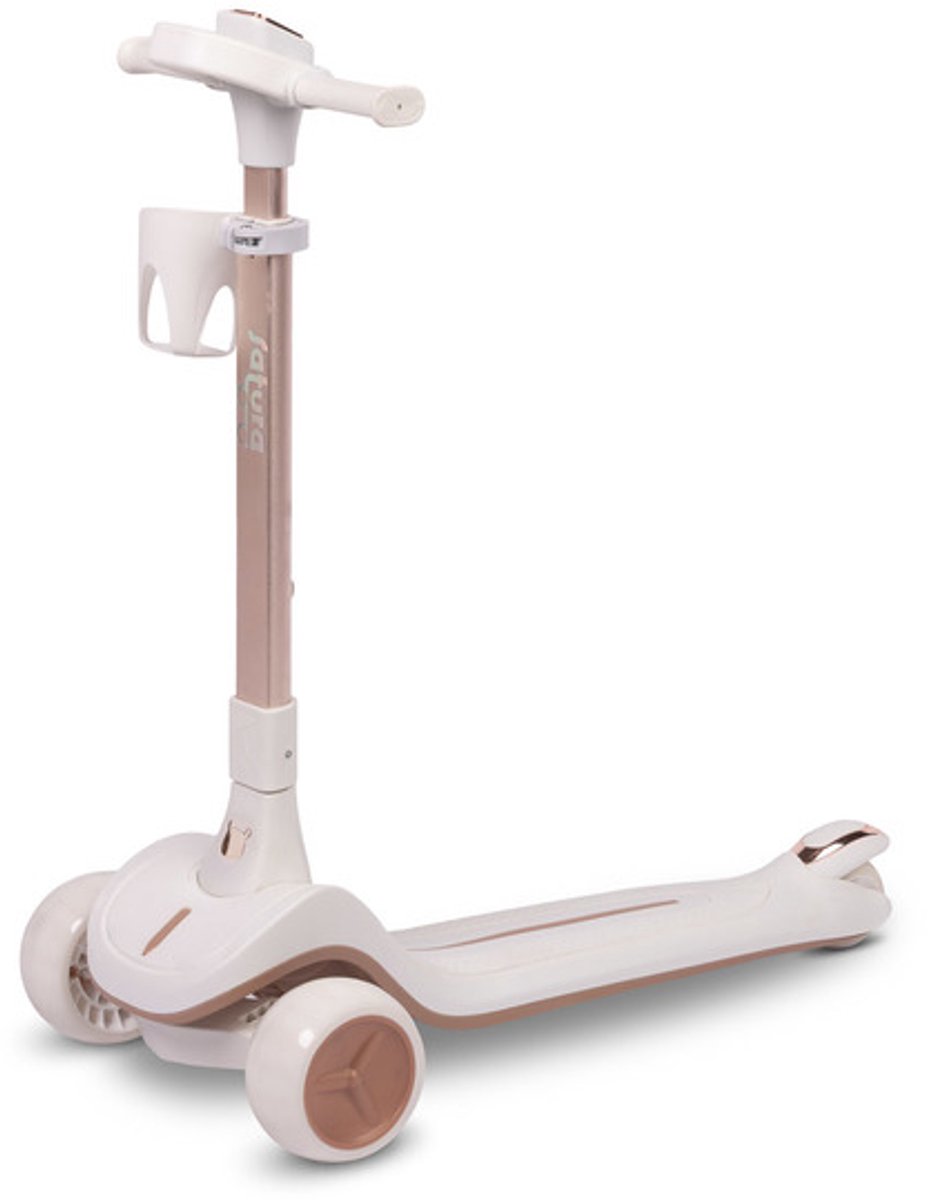 Kinderstep met 3 Wielen - Sturen met Lichaamsbalans - LED Wielen - Verstelbaar Stuur - Inklapbaar - Bidonhouder - Satu Step voor Kinderen vanaf 3 Jaar White (6151833967924)