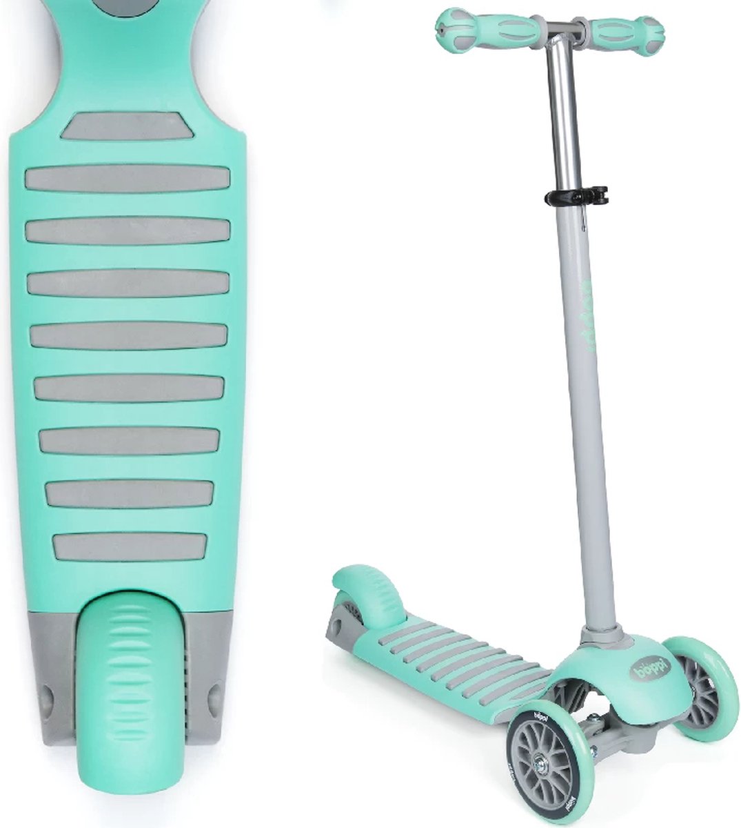 Kinderstep met drie wielen - verstelbaar stuur - extra grote hielrem (groen) (5060459742338)