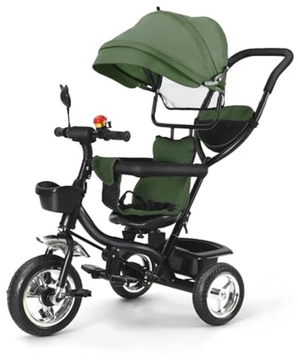 Kinderwagen met drie wielen 3 / tot 25 kg / met één hand inklapbaar / licht - 7,5 kg / bekerhouder inbegrepen / grote mand (groen) (9101007759005)