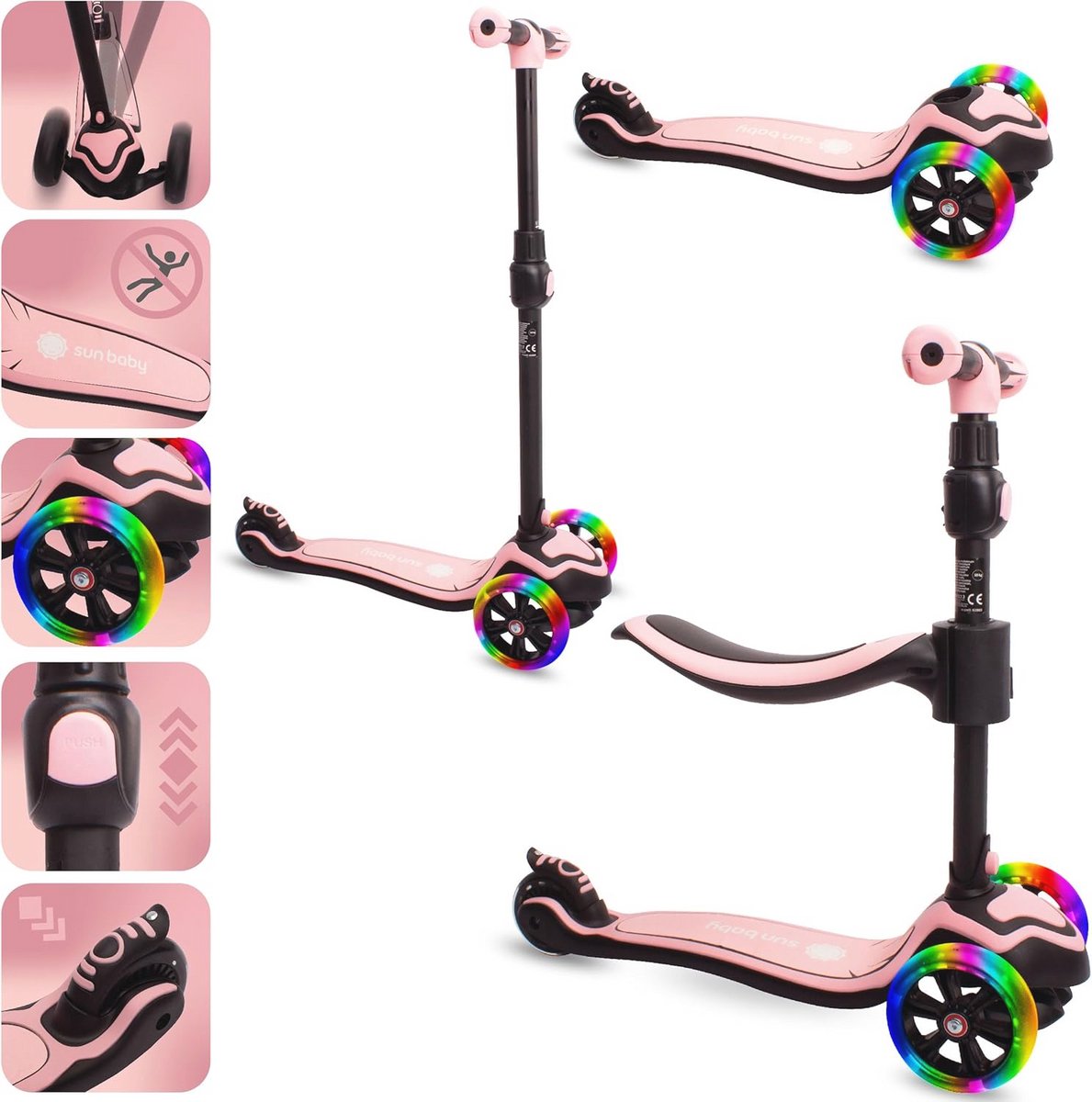 Lichtgewicht Kinderstep met Verlichtende Wielen - Verstelbare Hoogtes en Multi-functioneel Ontwerp (6151812543569)