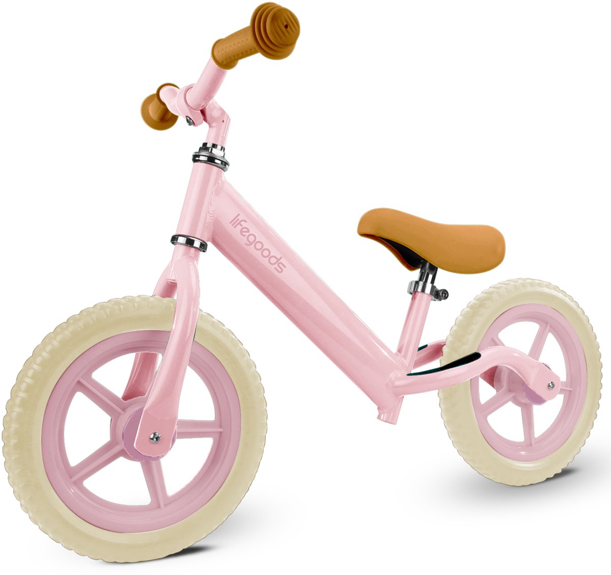 LifeGoods Loopfiets - Speelgoed 2 jaar en ouder - Jongens en Meisjes - Balance Bike - Loopfietsje - Pastelroze (8721055567653)