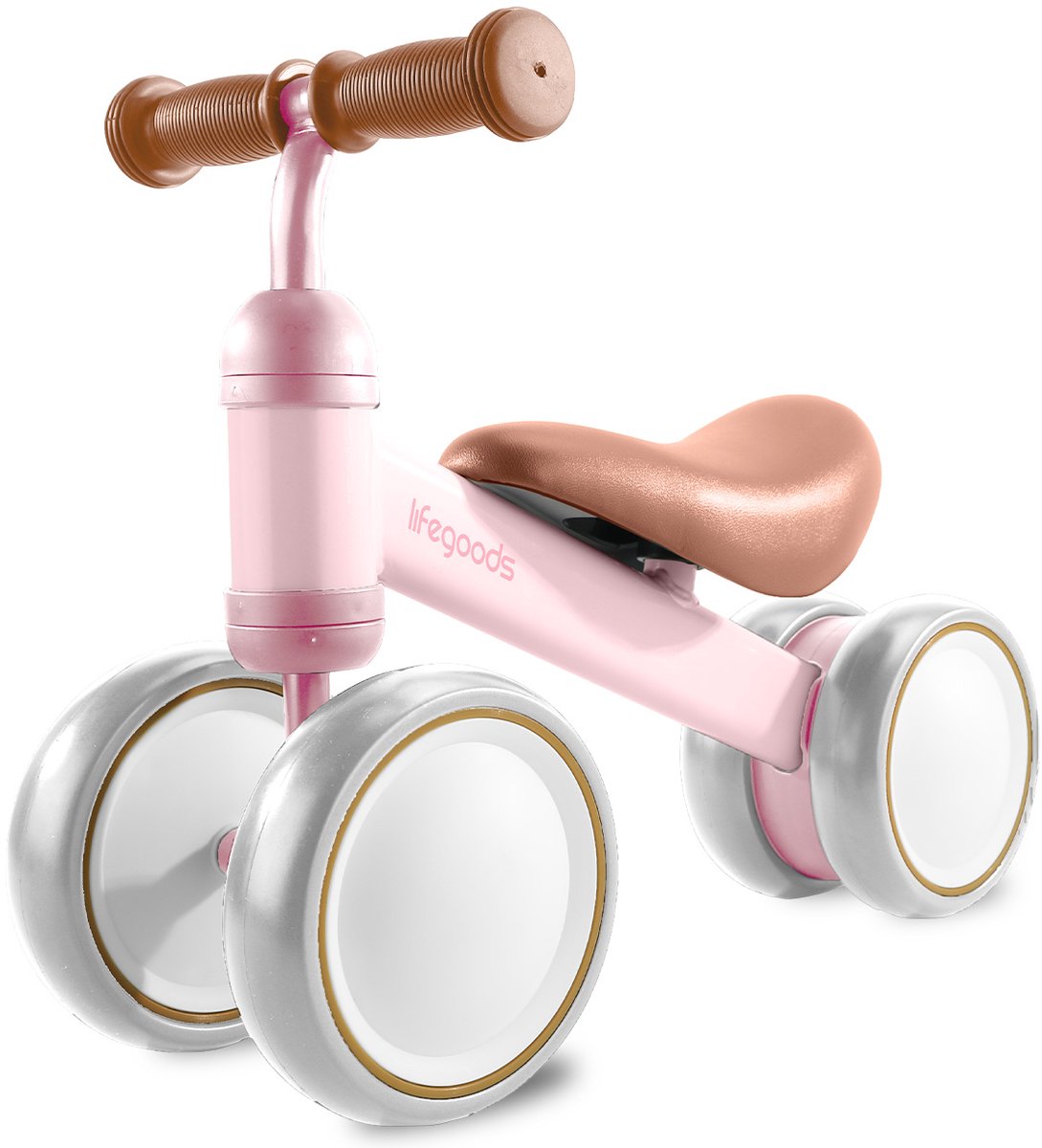 LifeGoods Loopfiets - Speelgoed Vanaf 1 jaar - Jongens en Meisjes - Kinderstep - Loopfietsje - Roze (8720195258254)