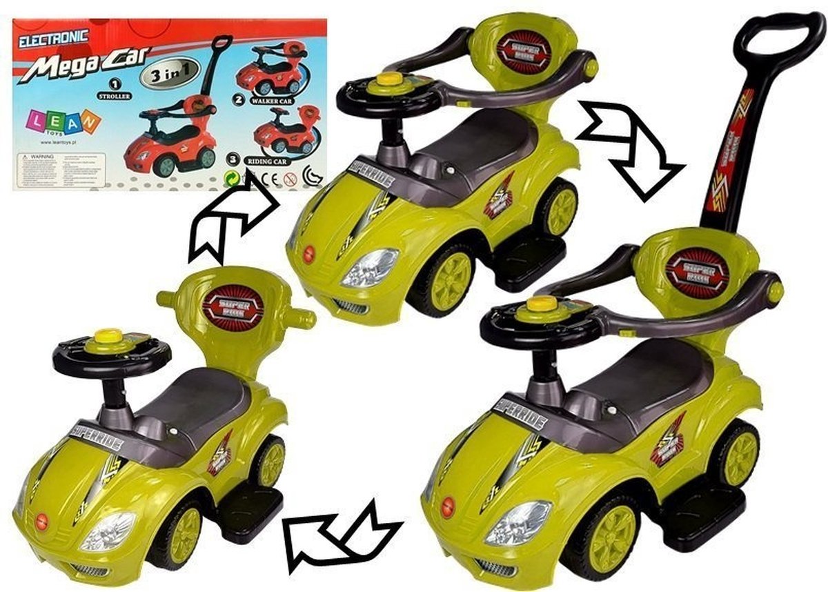 Loopauto - 3-in-1 - 60x40x85 cm - geel (8720602808164)