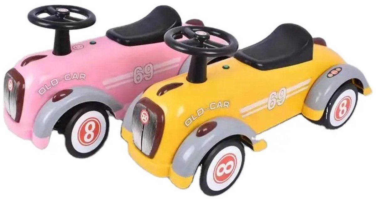 Loopauto Old Skool Geel, Loopauto Retro (8720589433823)