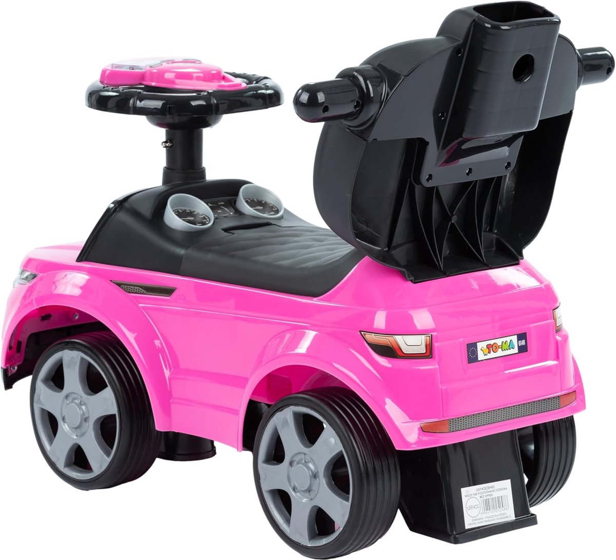 Loopauto vanaf 1 Jaar - Stil Kinder Rutschauto met Antikantelsysteem en Zachte Rubberbanden - Veilig & Stevig Baby Loopwagen voor Binnen en Buiten (tot 25 kg) - roze en zwart (5904722257207)