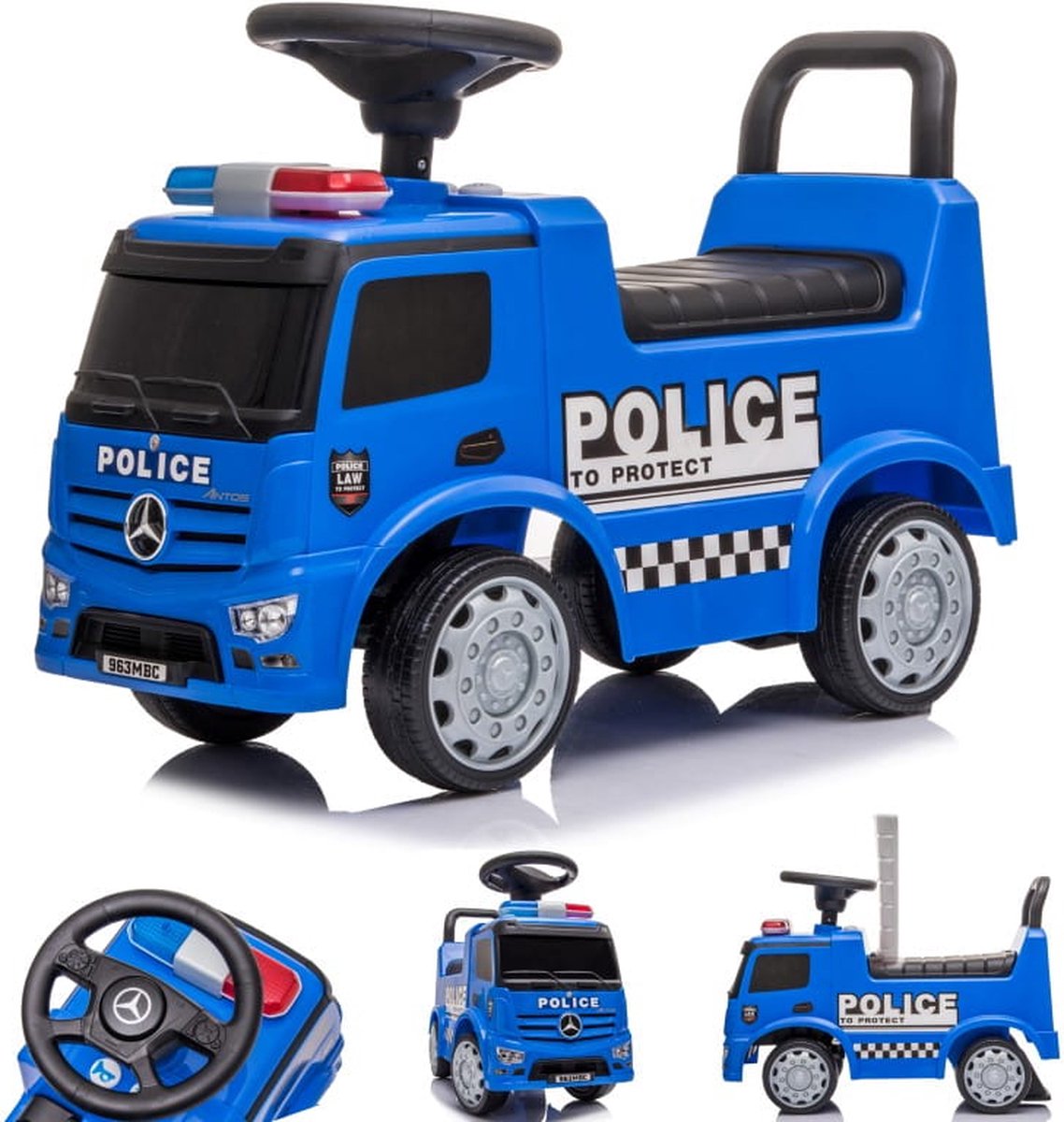 Loopauto vanaf 1 jaar Politie, kinderauto Politie, opbergruimte onder de stoelen, wielen en zitting van kunststof (5907478641351)