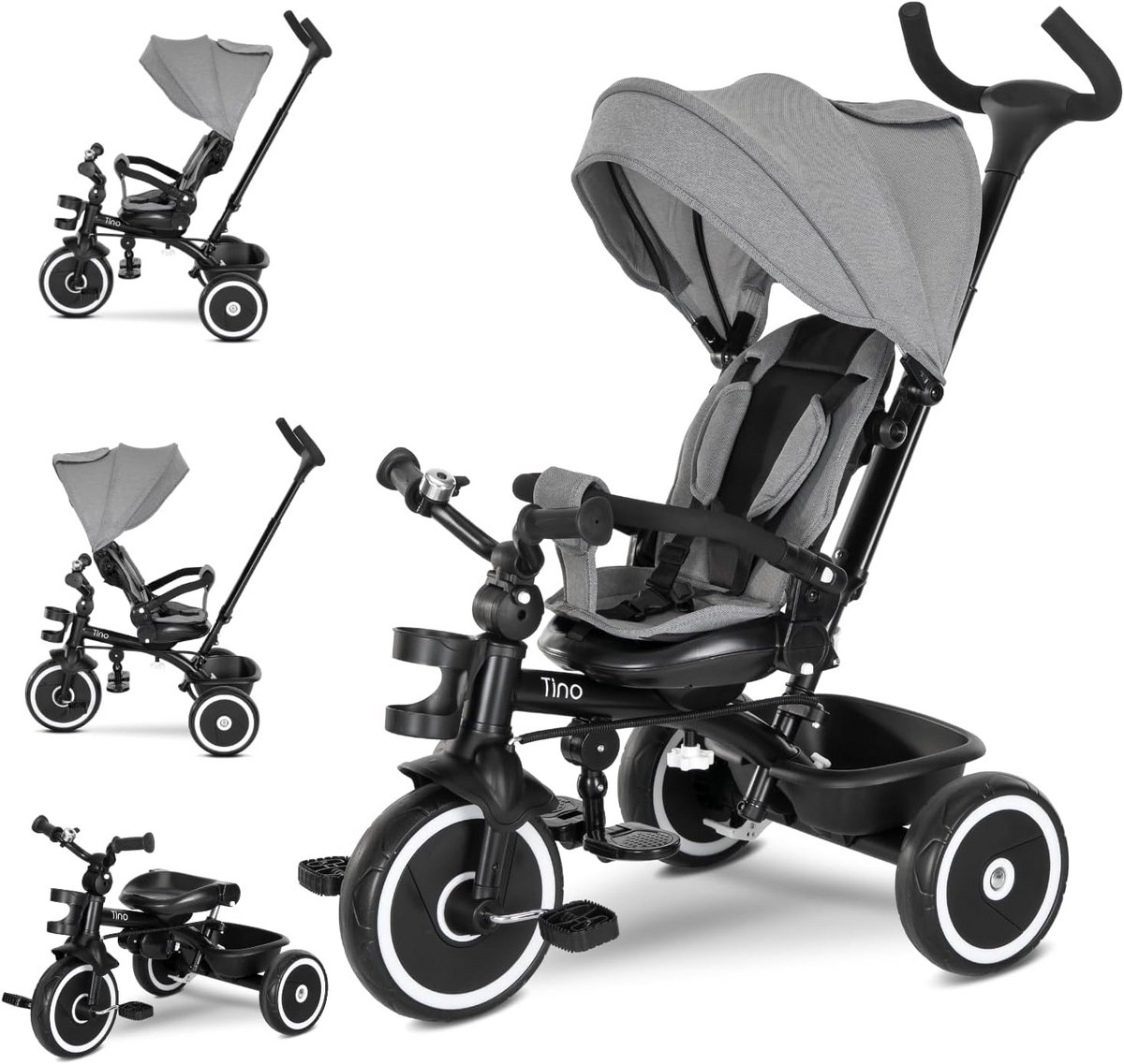 Loopfiets Driewieler voor Kinderen vanaf 1 Jaar met Duwstang en Veiligheidsgordel (9101036293426)