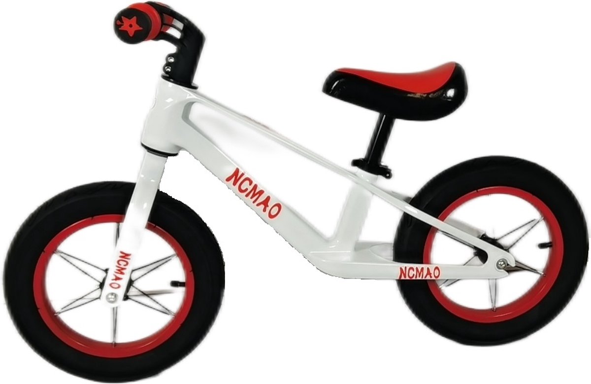 Loopfiets - kindersportbalans fiets - Fiets zonder pedaal - competitieve kindersportbalans fiets - 12 inch - voor kinderen van 2 3 4 5 6 7 jaar voor jongens en meisjes - Verstelbare stoel - Luchtbanden - Comfortabel en zeer licht - Zwart en Wit (0751127204795)