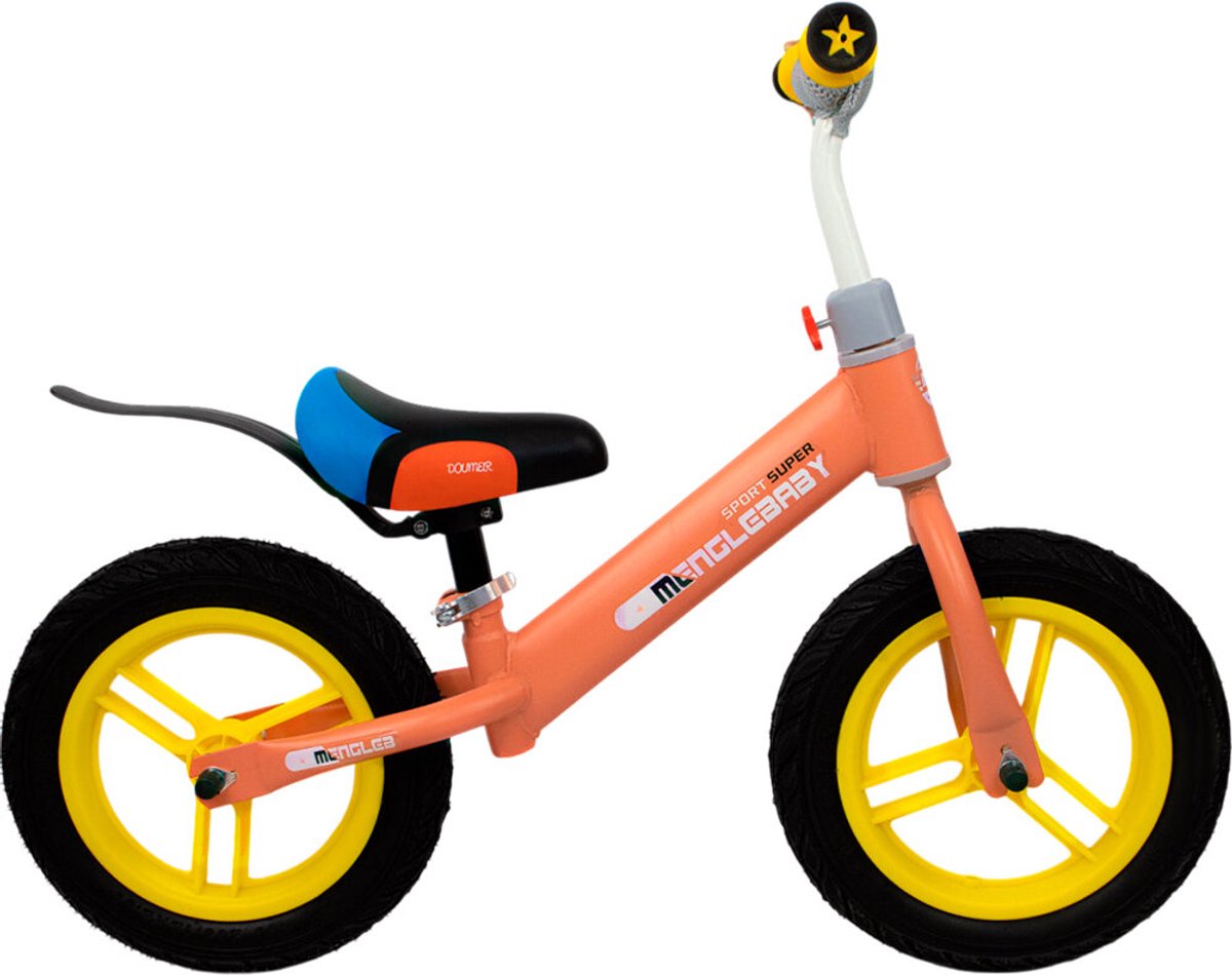 Loopfiets oranje - massieve banden - Kinderloopfiets vanaf 1 jaar - verstelbaar zadel - 12