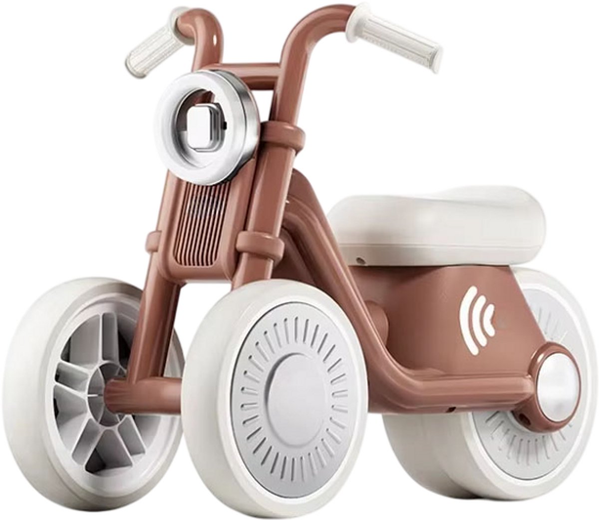 Loopfiets voor Peuters en Kinderen - Kinder Loopfiets met Muziek en LED-Verlichting - Stille Wielen - Veilig & Stevig Ontwerp - Cadeau voor Jongens en Meisjes - BRUIN (8721359226751)