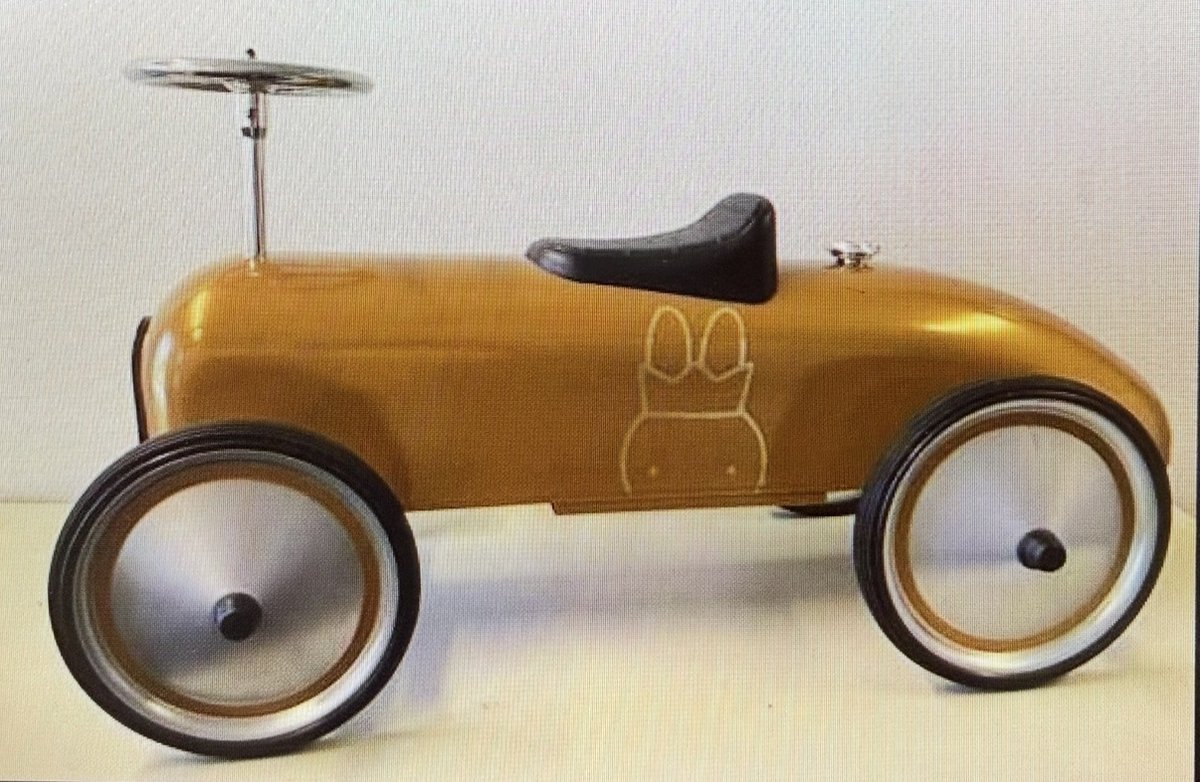 Loopwagen Nijntje retro roller 75 x 40 x 40 cm / Metal Car Gold Miffy (8712051153308)