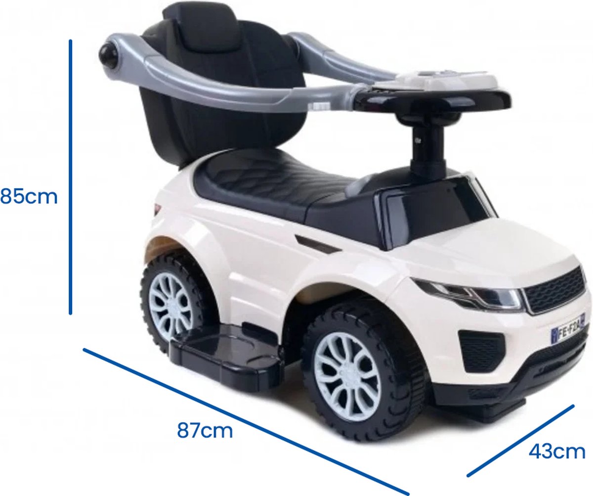 Loopwagen met duwstang - wit- met uitvalbeveiliging (8720249140931)