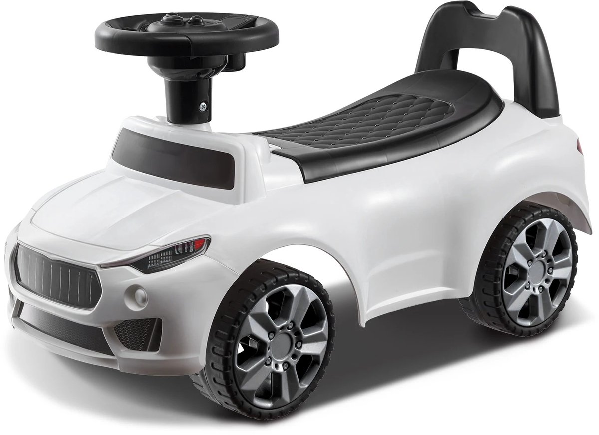 MOBO - Kinderspeelgoed auto - Auto's - Loopauto - Jongen - Meisje - Peuters - Speelgoed 1 jaar - Met muziek/geluid - Wit (8721515150098)