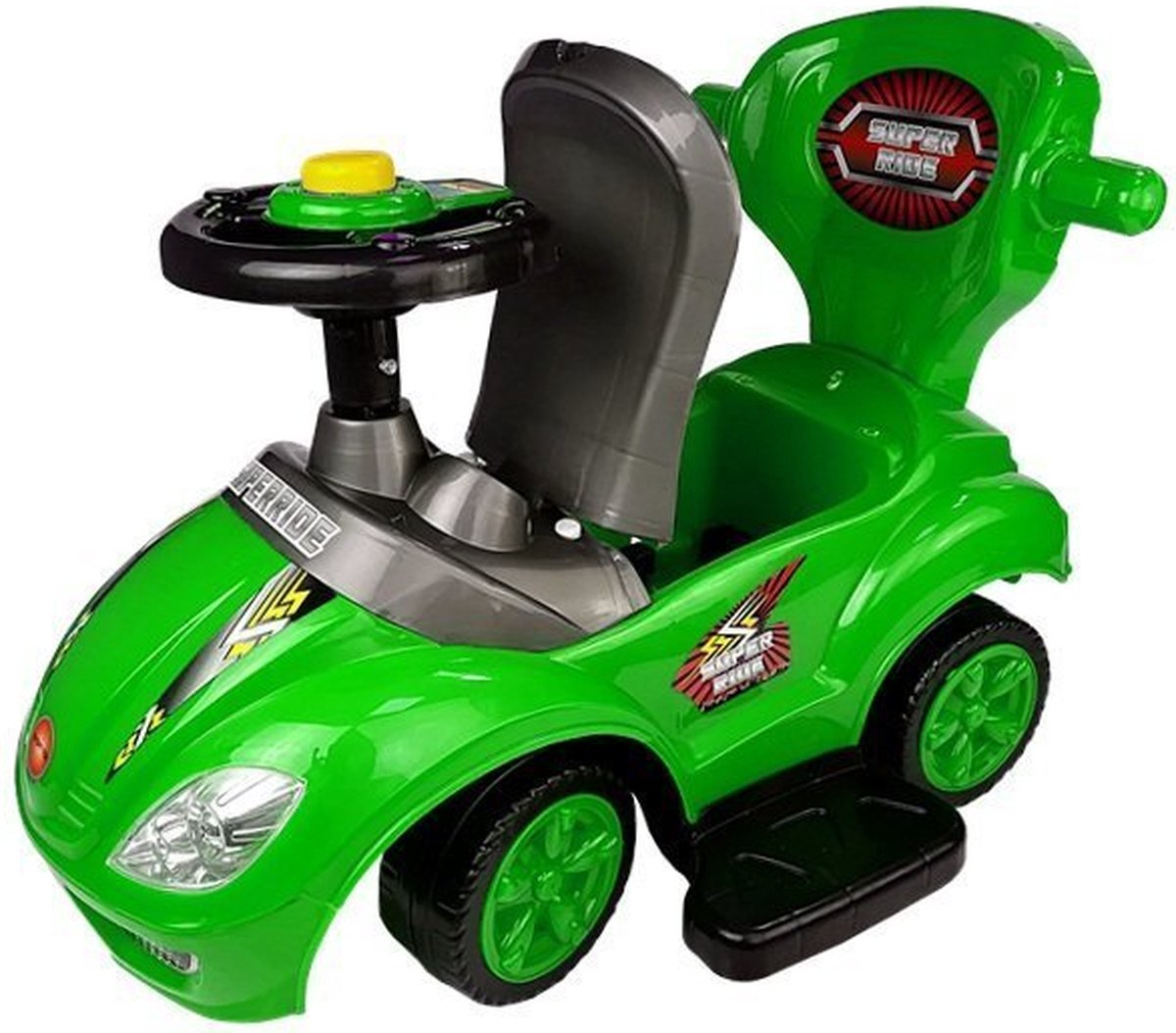 Mega Car 3 in 1 loopauto met duwstang - Groeit mee met je kind - Groen (5908275994770)