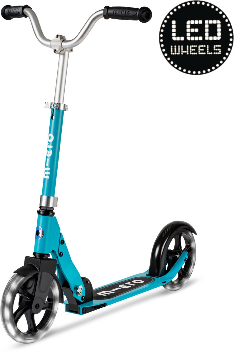 Micro - Cruiser LED - 2-wiel vouwstep kind - 200mm wielen - aqua (7630053555719)