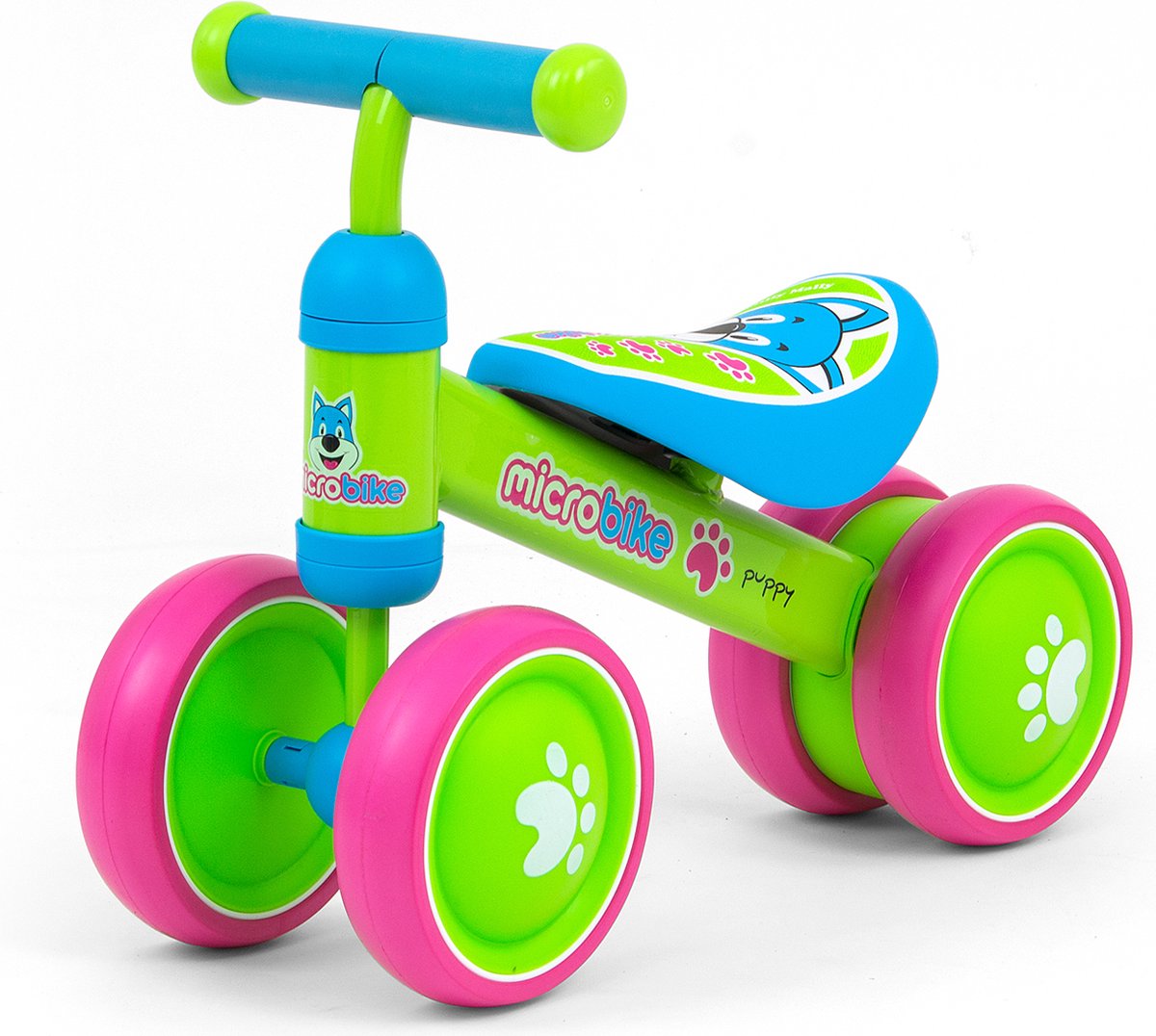 Milly Mally MICRO - loopfiets - puppy - groen blauw roze (5901761125184)