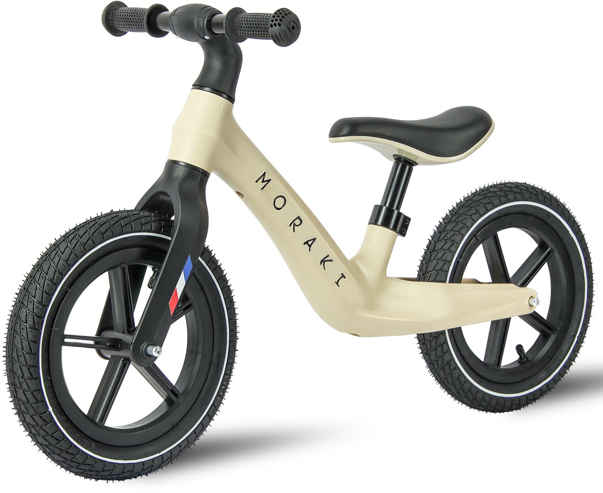Moraki - Loopfiets - 2 Jaar - Verstelbaar Zadel - Balance Bike - 3 Jaar - Jongens en Meisjes - Beige (8720872310527)