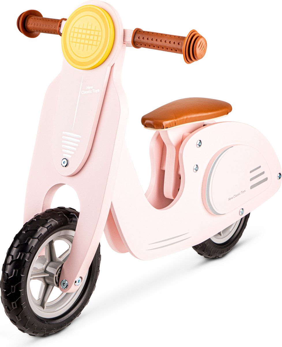 New Classic Toys® Houten Loopfiets - Scooter - Roze - Zithoogte 33 centimeter (8718446114312)