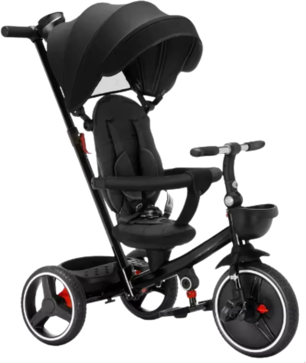 Opulence Baby driewieler 6-in-1 - Voor kinderen - Duwfiets met duwstang - Babyfiets - Loopfiets - Peuterfiets - Zwart (8721052069921)