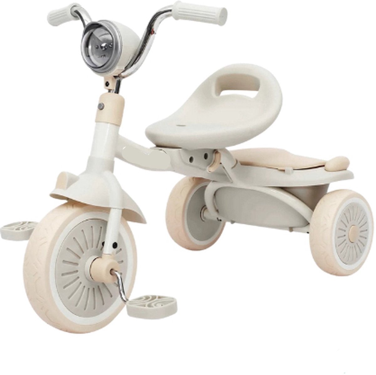 Opvouwbare Driewieler - Loopfiets met Pedalen - PU Wielen Schokabsorberend - LED Lamp - Veilig en Comfortabel - Binnen en Buiten - 1-5 Jaar - Uitgebreid Getest - Wit/Roze (8721297974134)