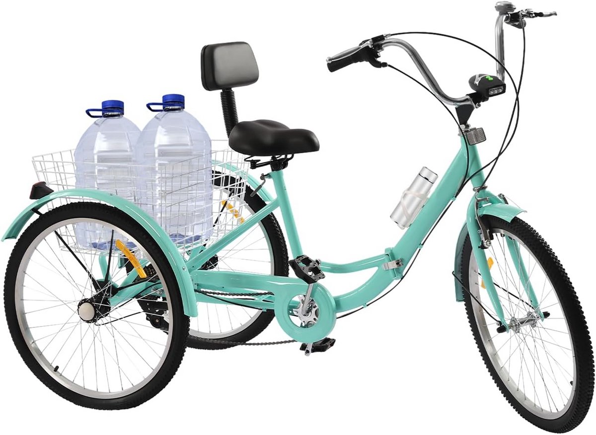 Opvouwbare Driewieler voor Volwassenen 24 Inch met 7 Versnellingen en Grote Boodschappenmand (9101037221770)