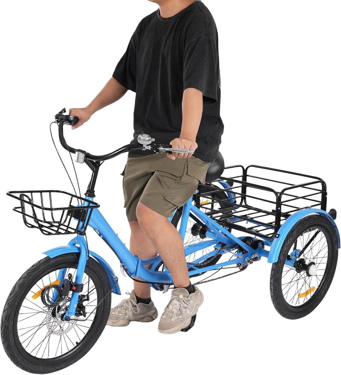 Opvouwbare Driewieler voor Volwassenen met 7 Versnellingen - 20 Inch Fiets voor Senioren en Boodschappen (9101037221169)