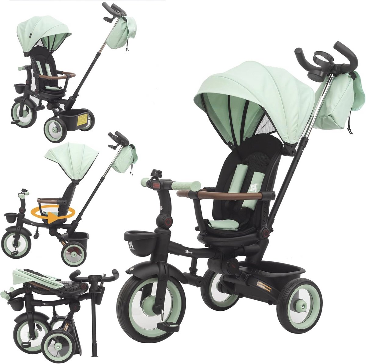 Opvouwbare driewieler voor baby's en peuters met draaistoel en 360° draaibaar (6151804543560)